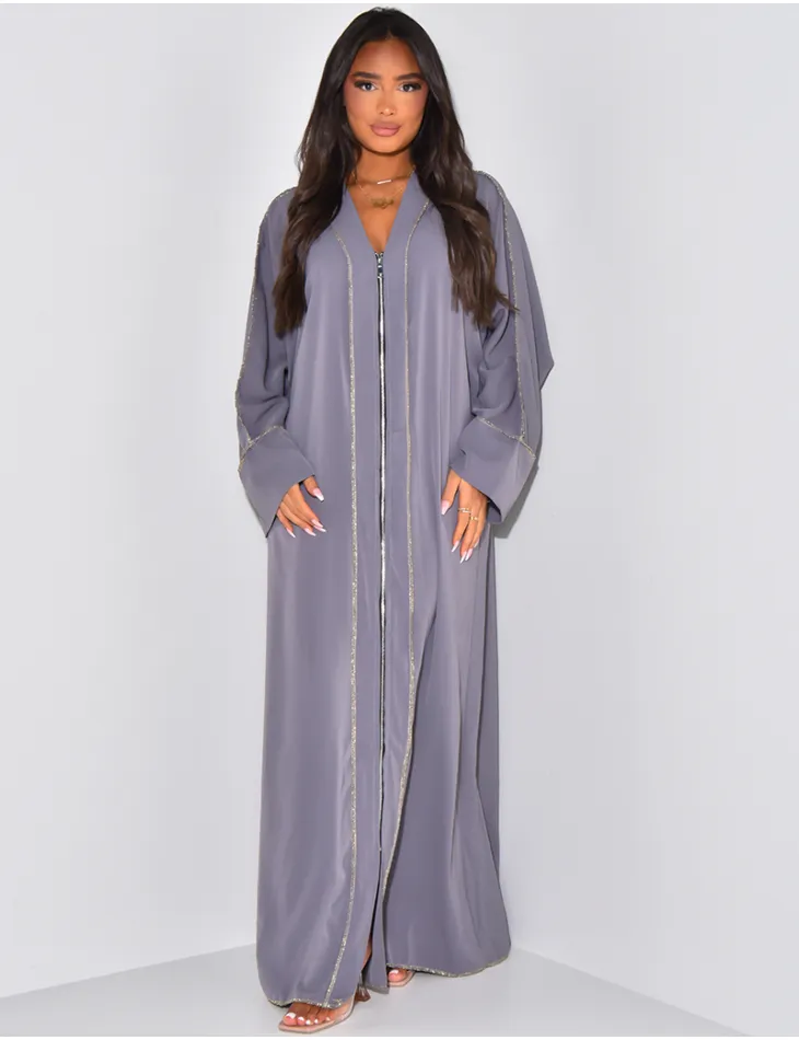 Abaya zippée à coutures dorées / 60969 - JEANS INDUSTRY