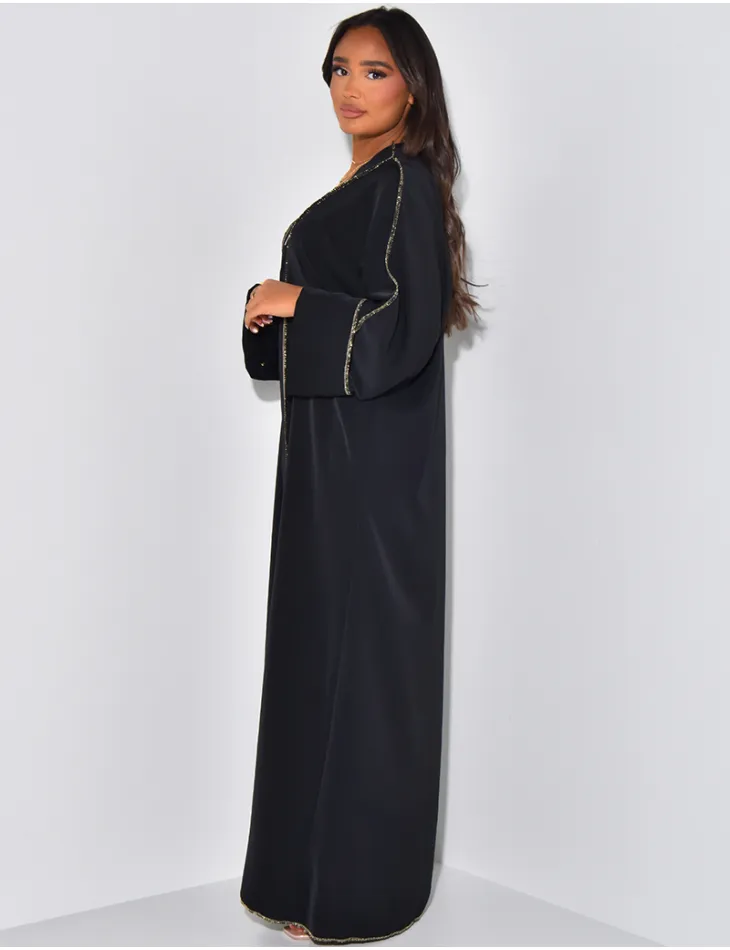 Abaya zippée à coutures dorées / 60969 - JEANS INDUSTRY