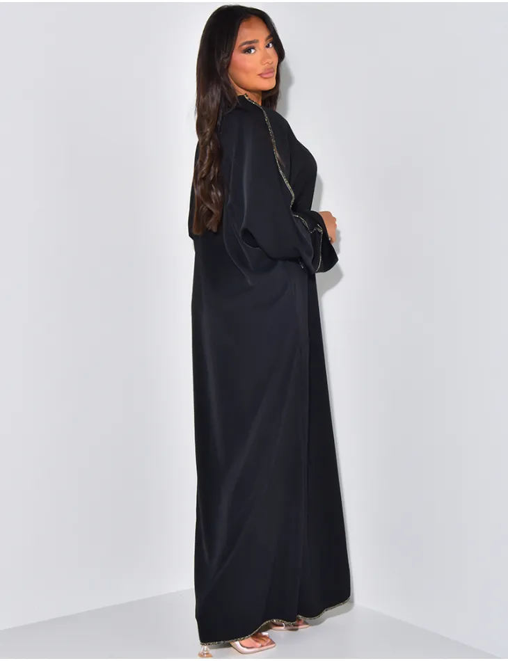 Abaya zippée à coutures dorées / 60969 - JEANS INDUSTRY