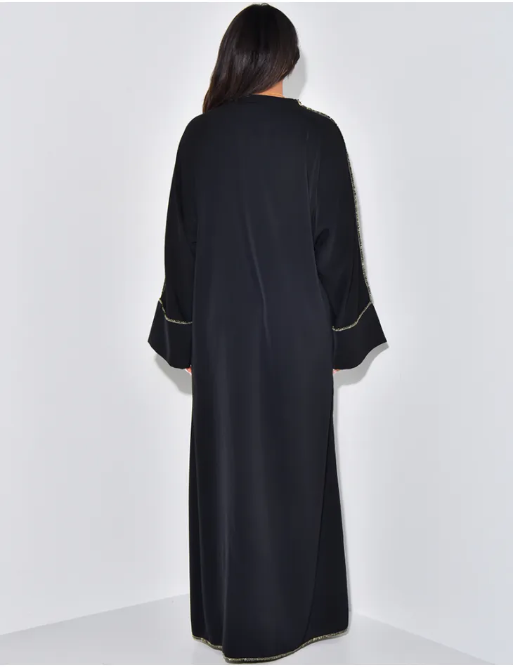 Abaya zippée à coutures dorées / 60969 - JEANS INDUSTRY