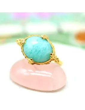 Bague amazonite facettée en laiton