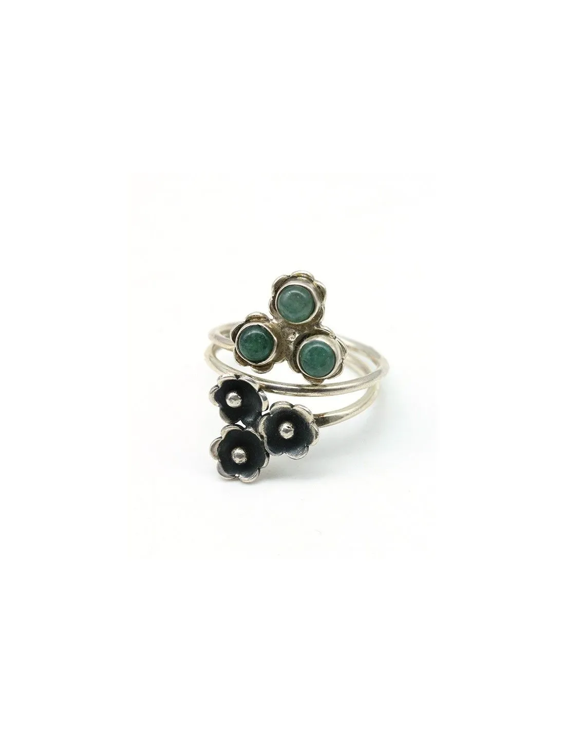 Bague argent et aventurine T52