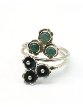 Bague argent et aventurine T52