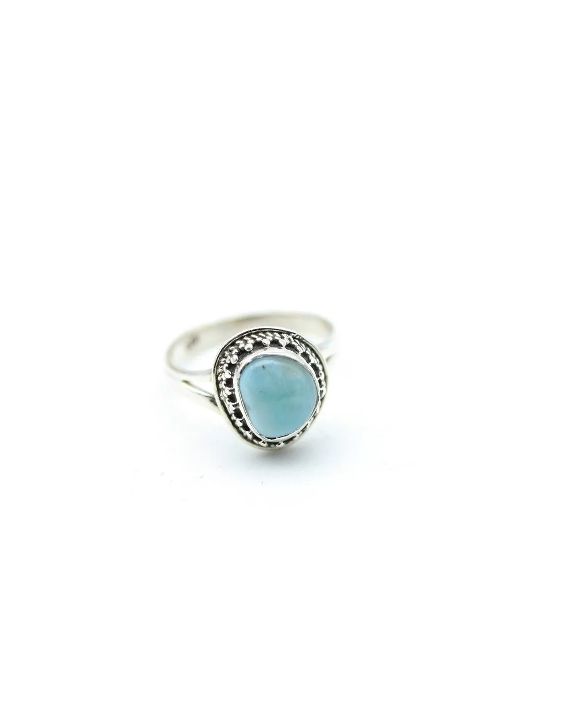 Bague argent travaillée et larimar