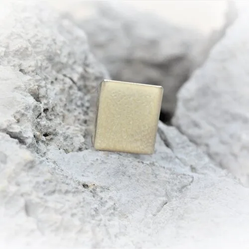 Bague chevalière blanc nacre argent rectangle homme