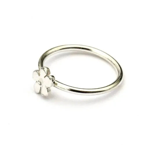 Bague en argent massif 925/1000 fleur de cerisier prunus empilable, minimaliste et légère