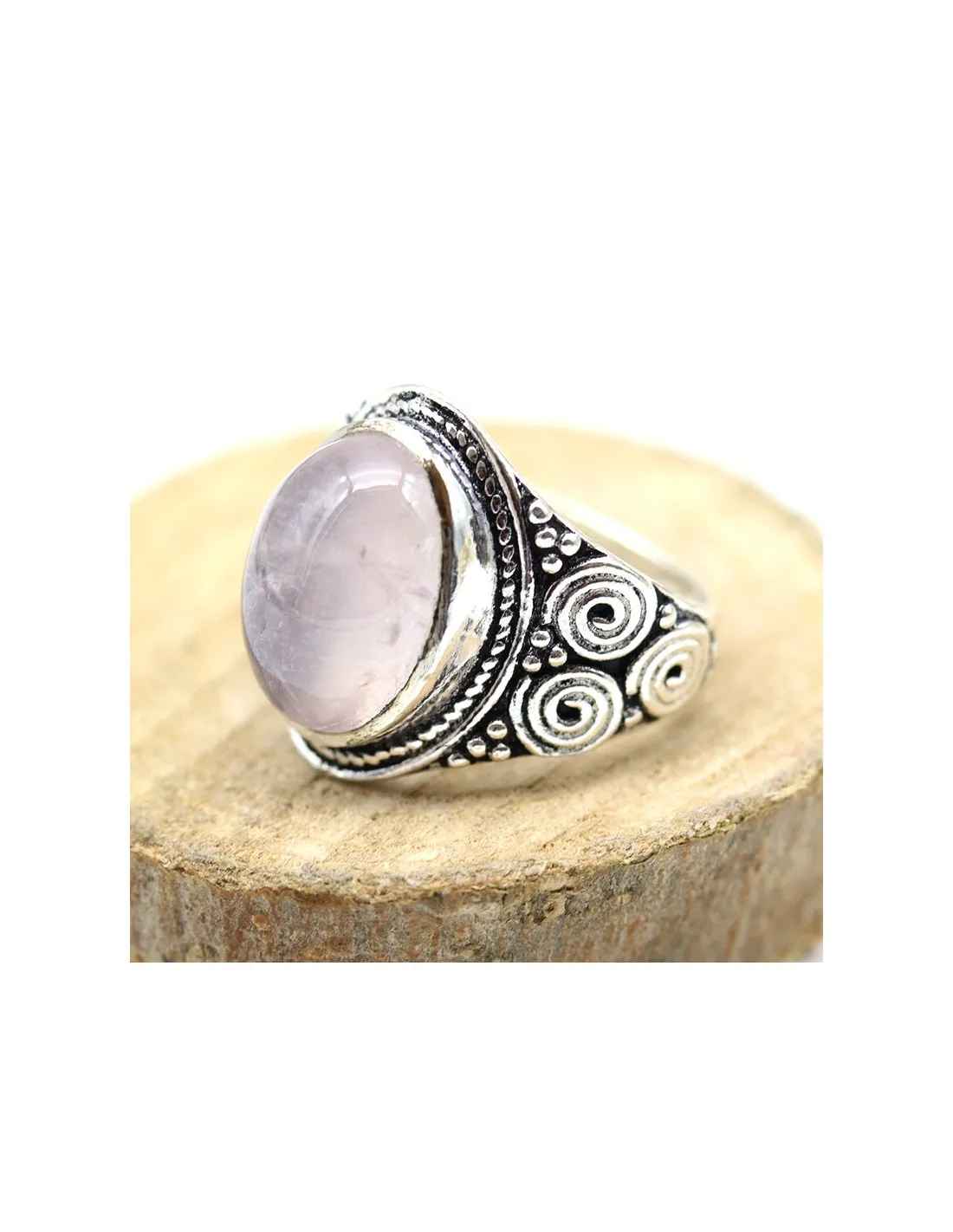 Bague fantaisie ethnique quartz rose