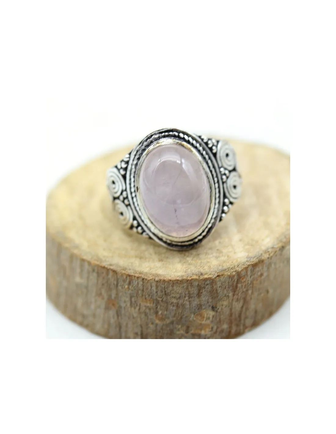 Bague fantaisie ethnique quartz rose