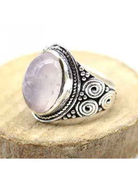 Bague fantaisie ethnique quartz rose