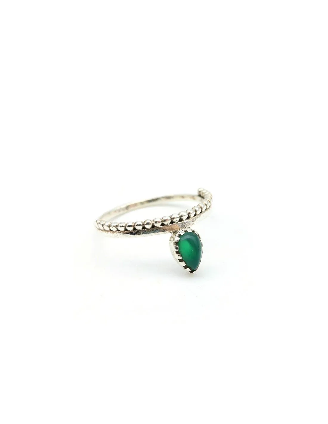 Bague fine argent goutte agate verte