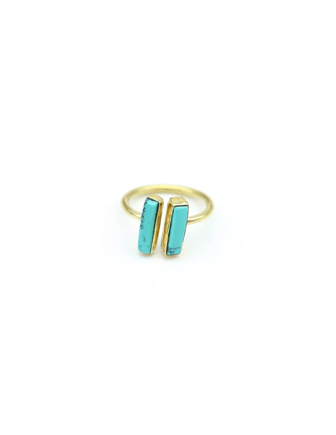 Bague laiton et 2 turquoises