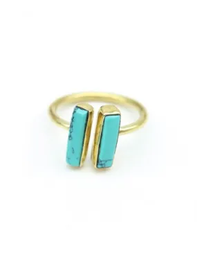 Bague laiton et 2 turquoises