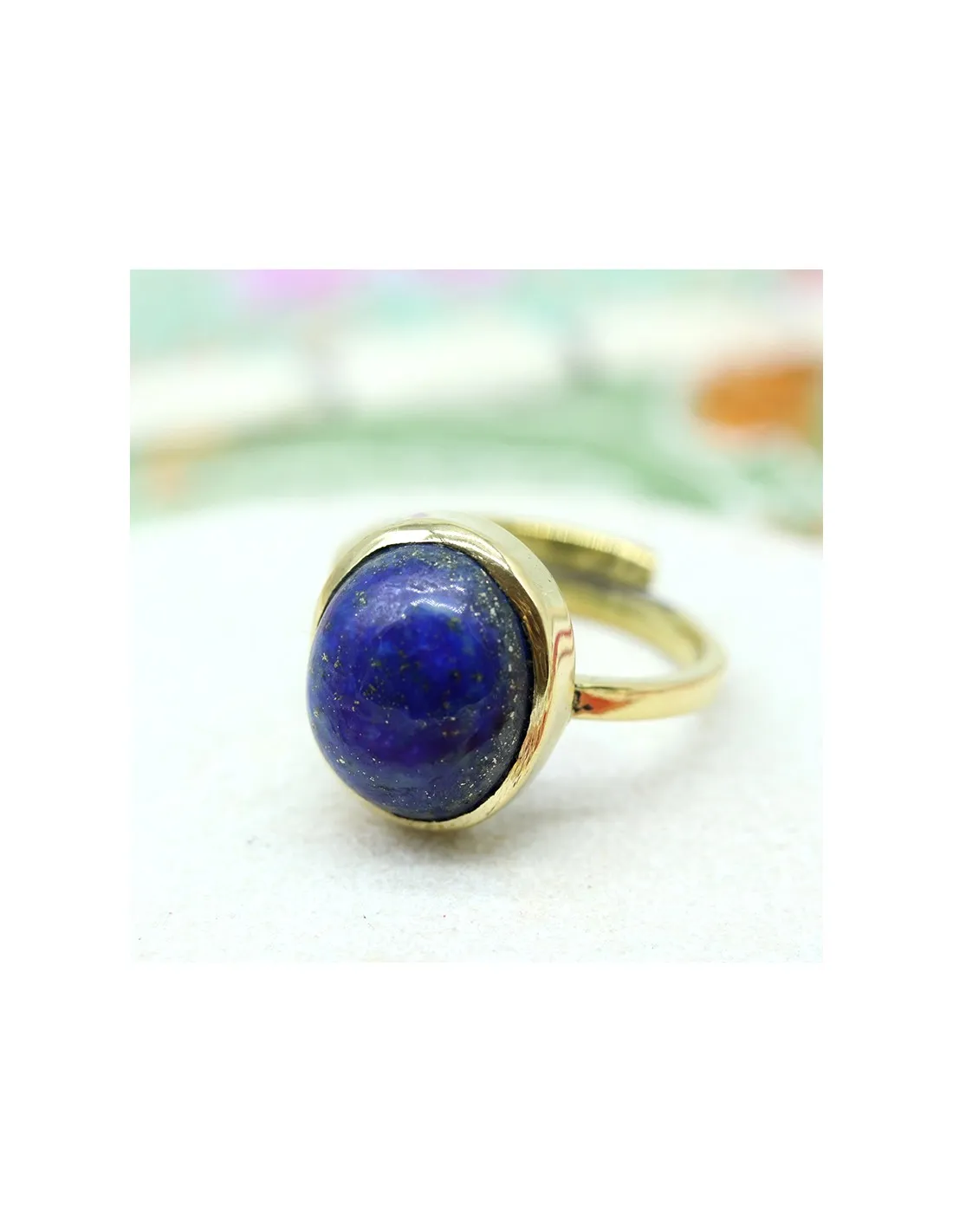 Bague lapis lazuli ovale en laiton