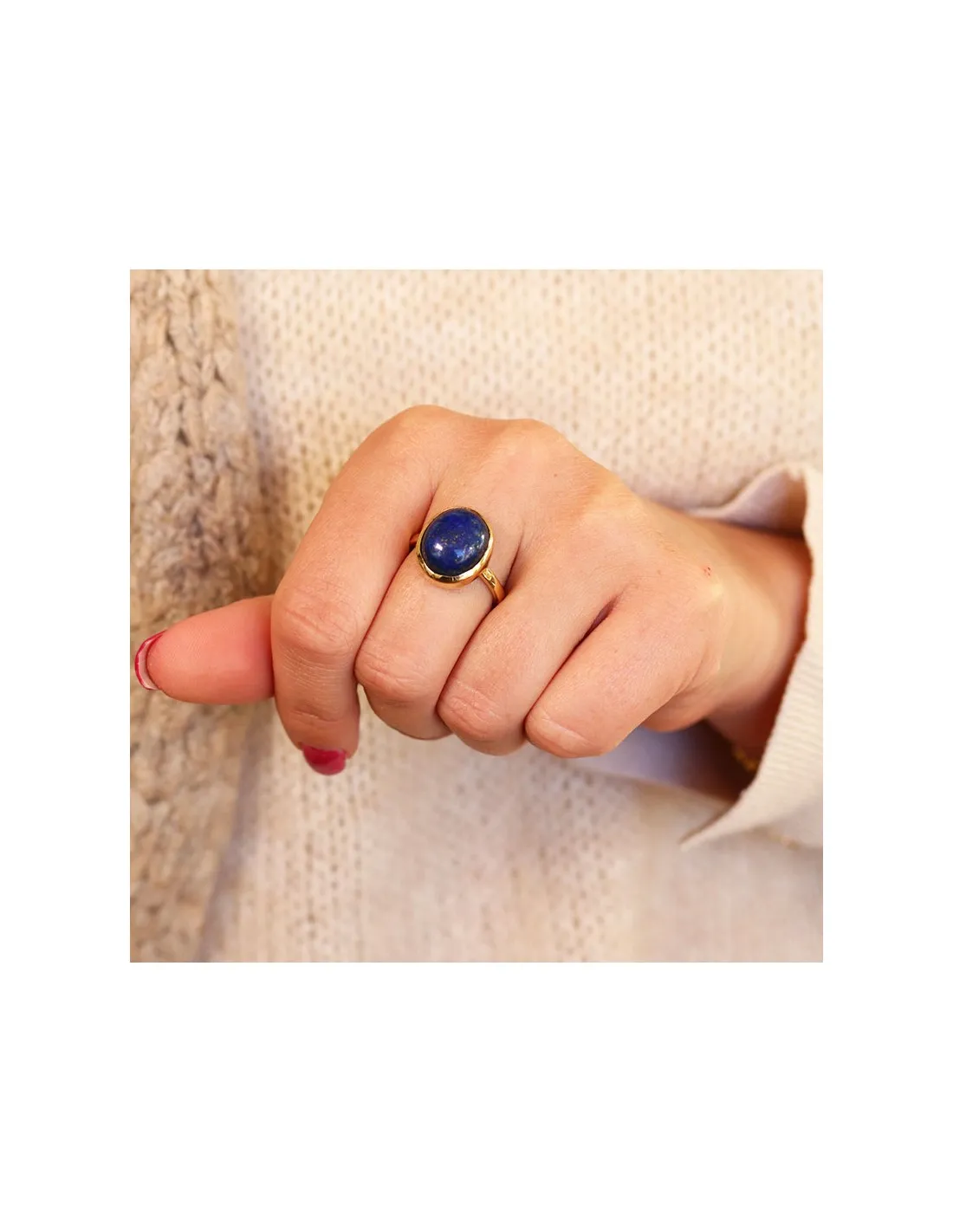 Bague lapis lazuli ovale en laiton