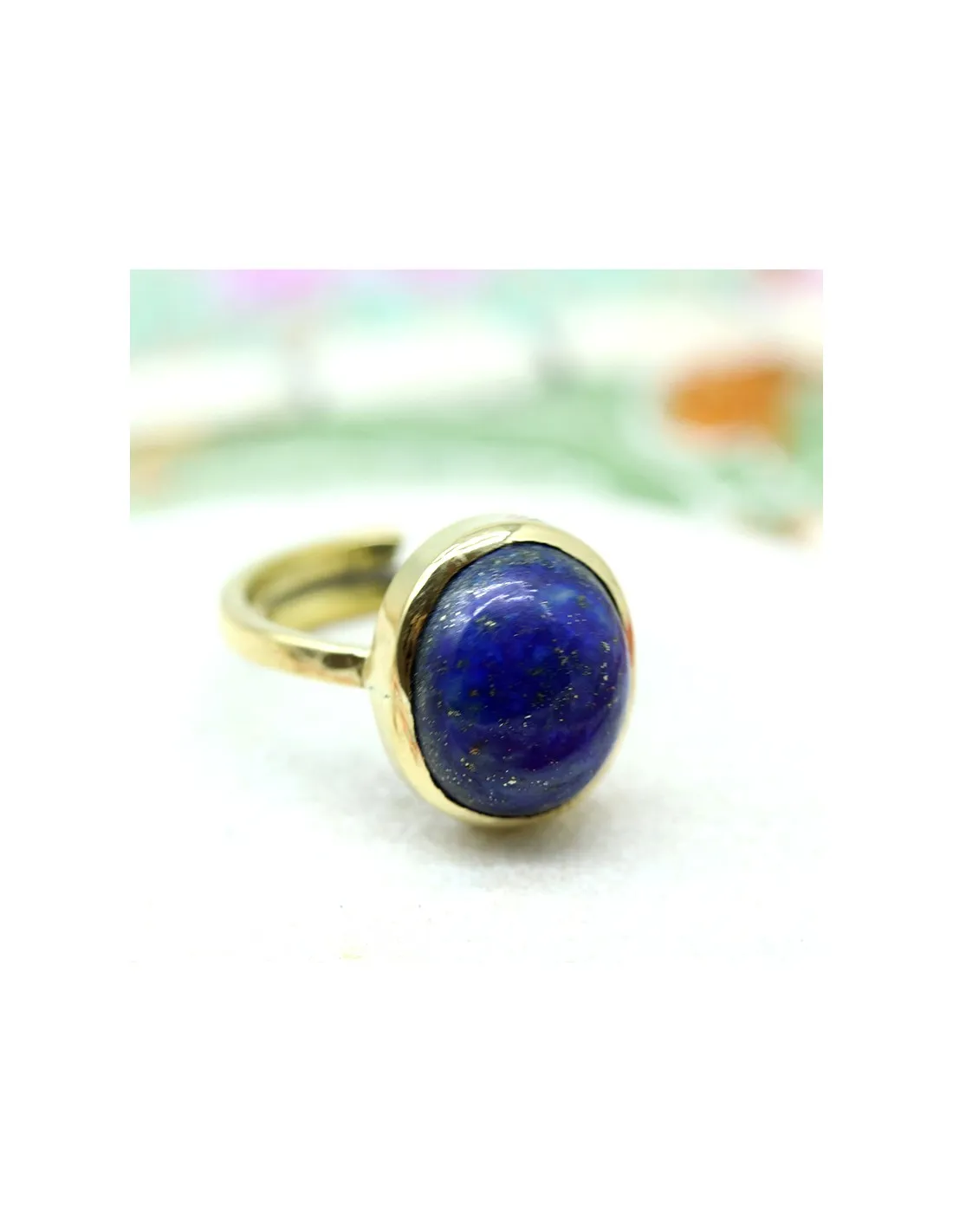 Bague lapis lazuli ovale en laiton