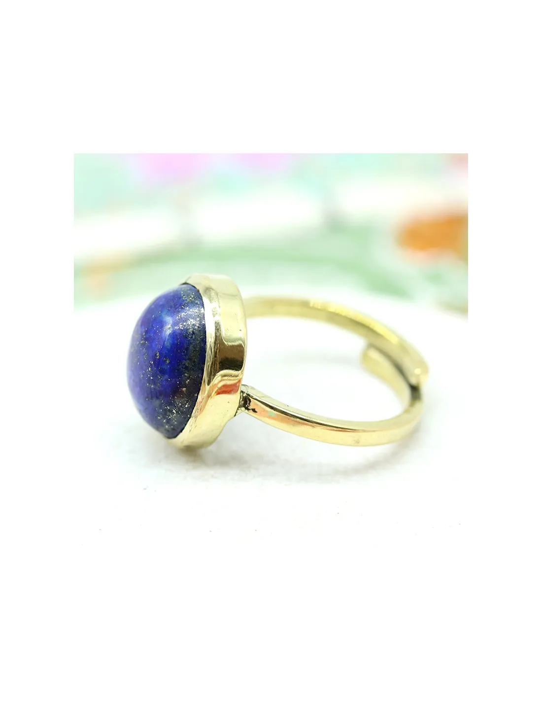 Bague lapis lazuli ovale en laiton