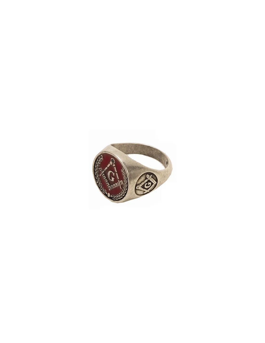 Bague Maçonnique Émaillée Rouge ⚔️ Boutique Épées