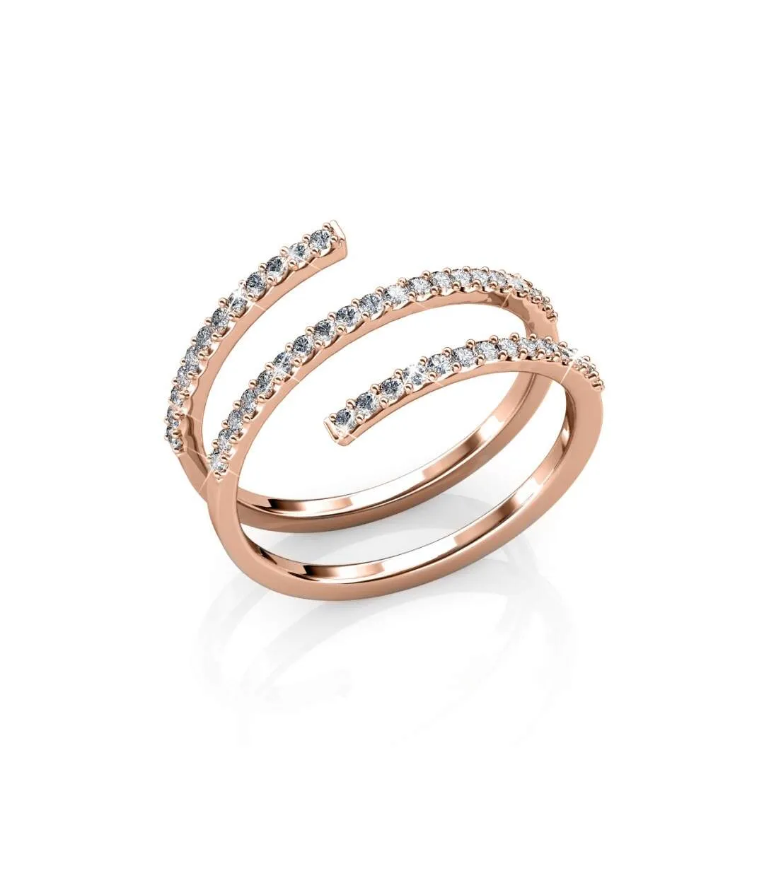 Bague Spiral - Or Rosé et Cristal