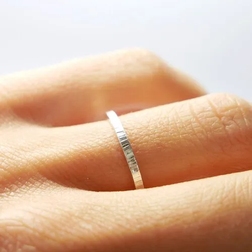 Bague striée fine argent 925 minimaliste et léger unisexe