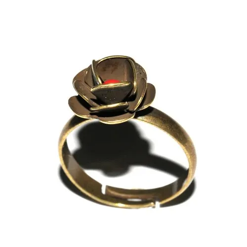 Bague vintage réglable rose en bronze vieilli