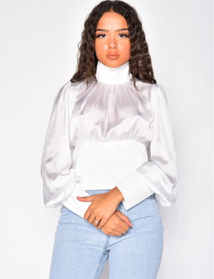 Blouse col montant en satin / 42987 - JEANS INDUSTRY