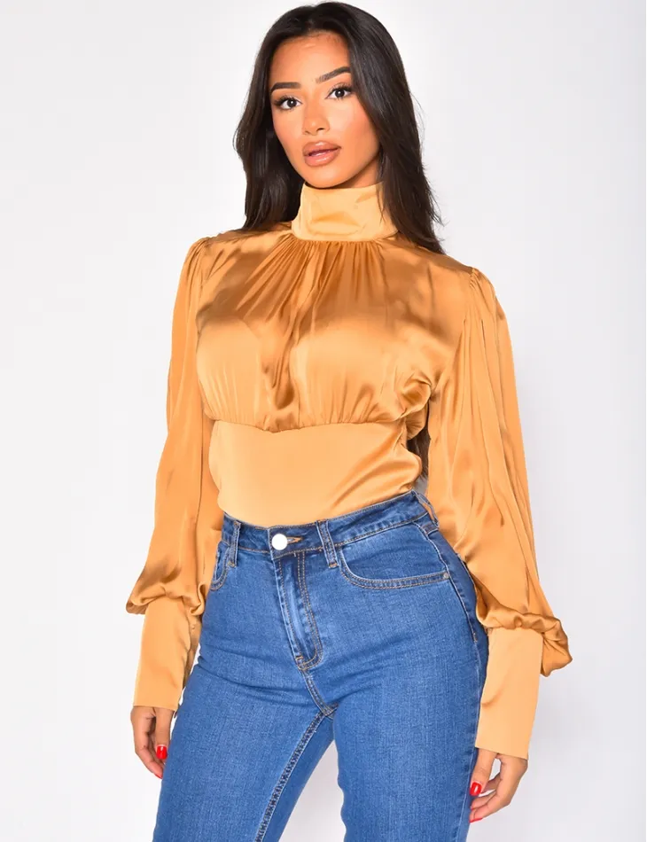 Blouse col montant en satin / 42987 - JEANS INDUSTRY