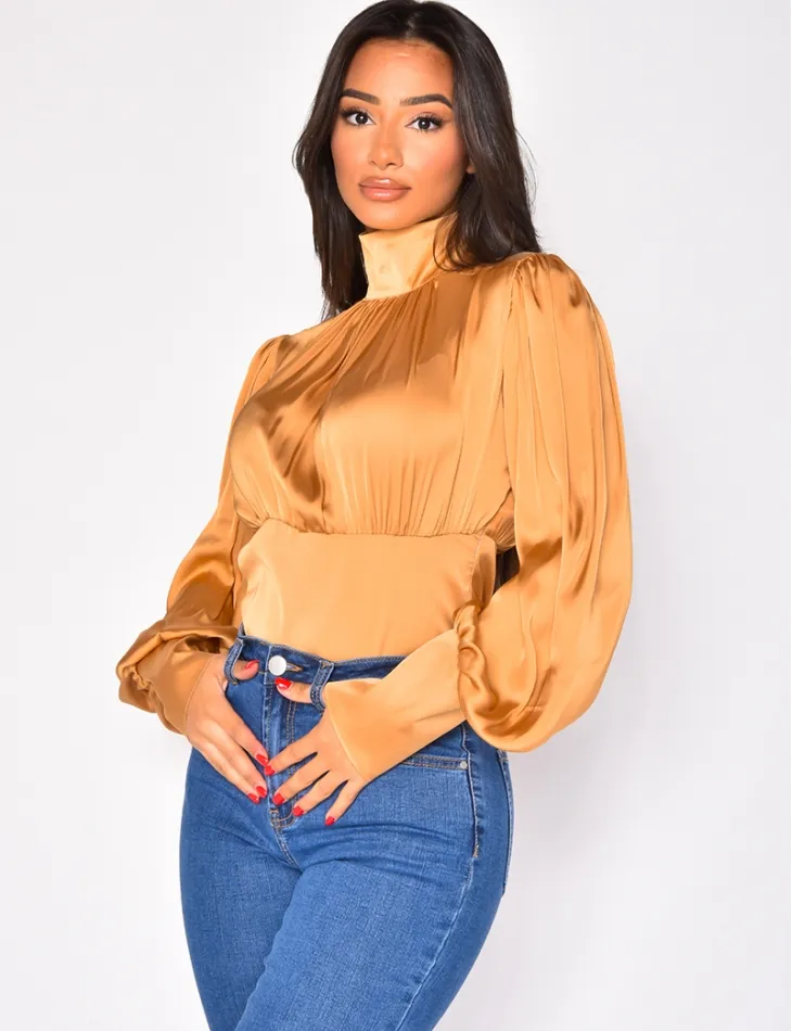 Blouse col montant en satin / 42987 - JEANS INDUSTRY