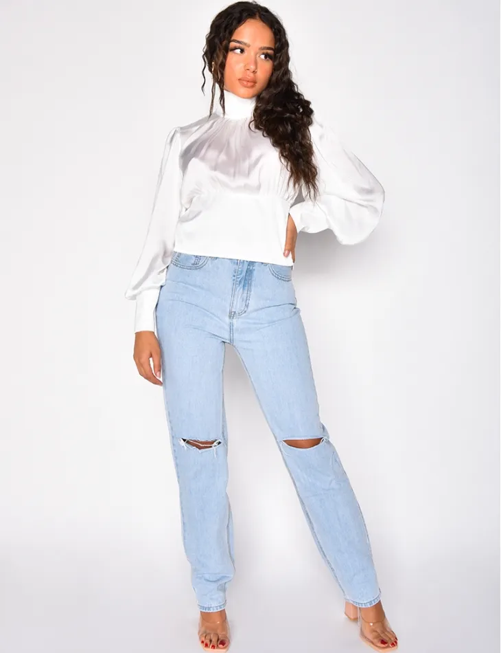 Blouse col montant en satin / 42987 - JEANS INDUSTRY