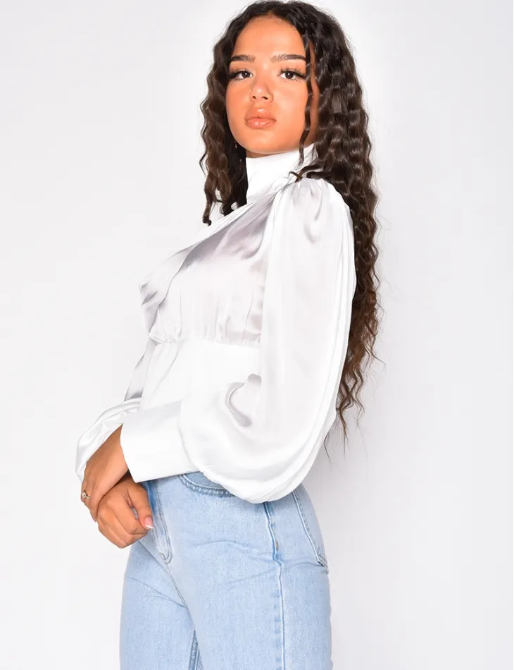 Blouse col montant en satin / 42987 - JEANS INDUSTRY