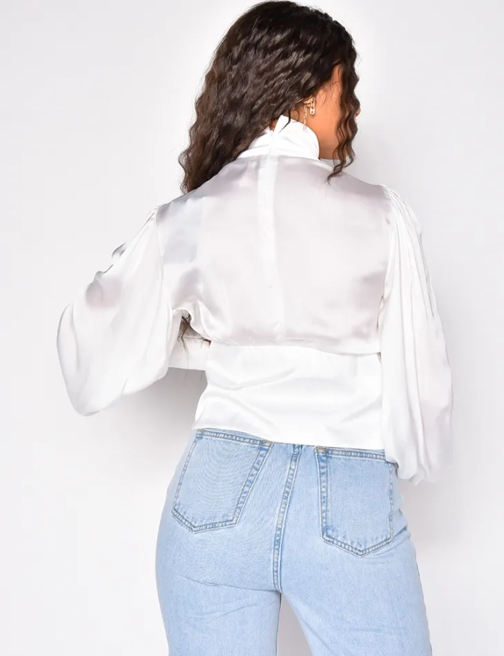 Blouse col montant en satin / 42987 - JEANS INDUSTRY