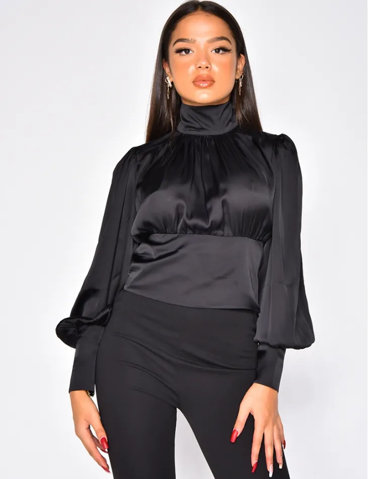 Blouse col montant en satin / 42987 - JEANS INDUSTRY