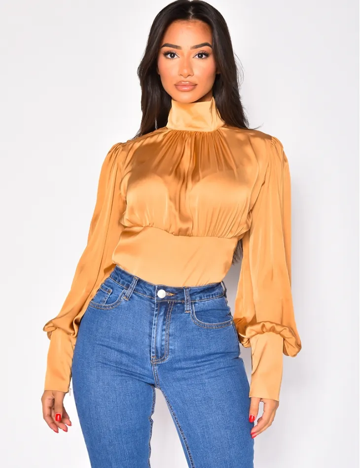 Blouse col montant en satin / 42987 - JEANS INDUSTRY