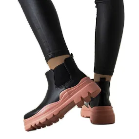 Bottes noires sur la plateforme Tausel rose le noir