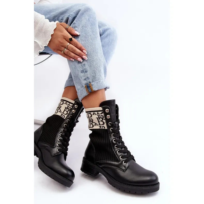 Bottes Worker Avec Chaussette Femme Noir Hakina le noir