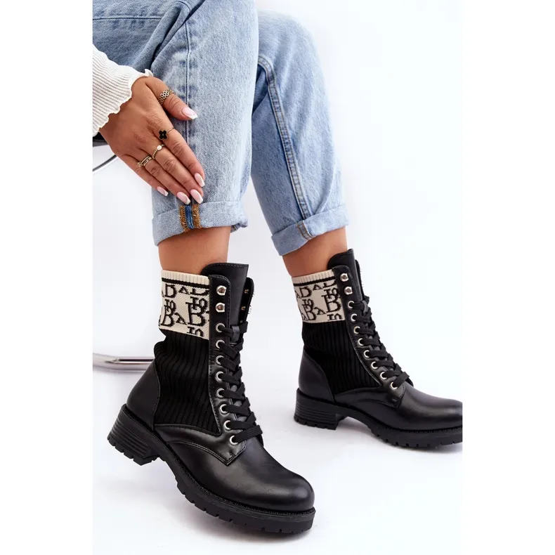 Bottes Worker Avec Chaussette Femme Noir Hakina le noir