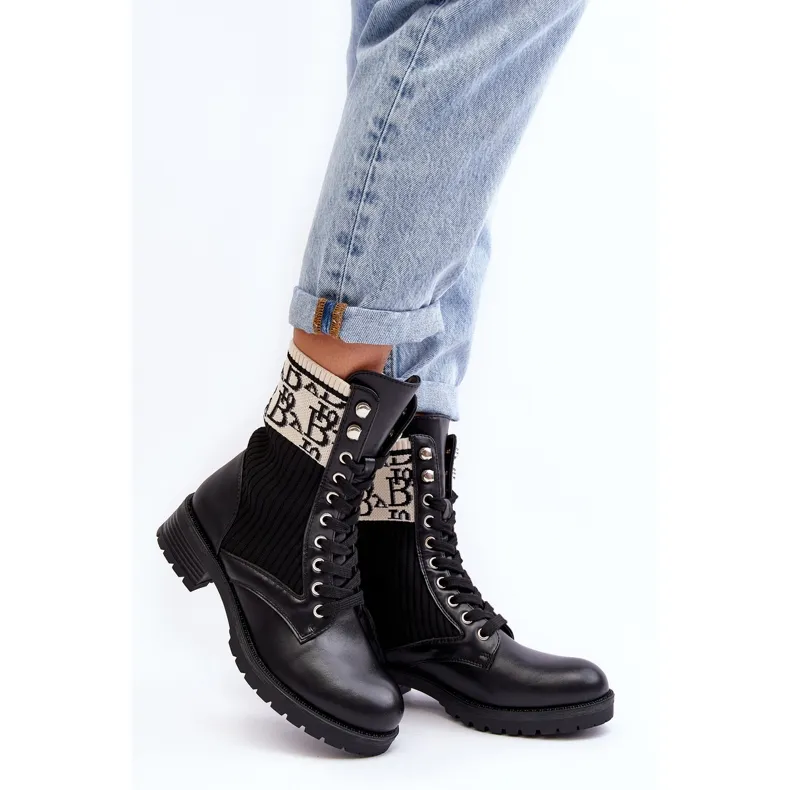 Bottes Worker Avec Chaussette Femme Noir Hakina le noir