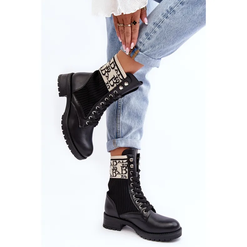 Bottes Worker Avec Chaussette Femme Noir Hakina le noir