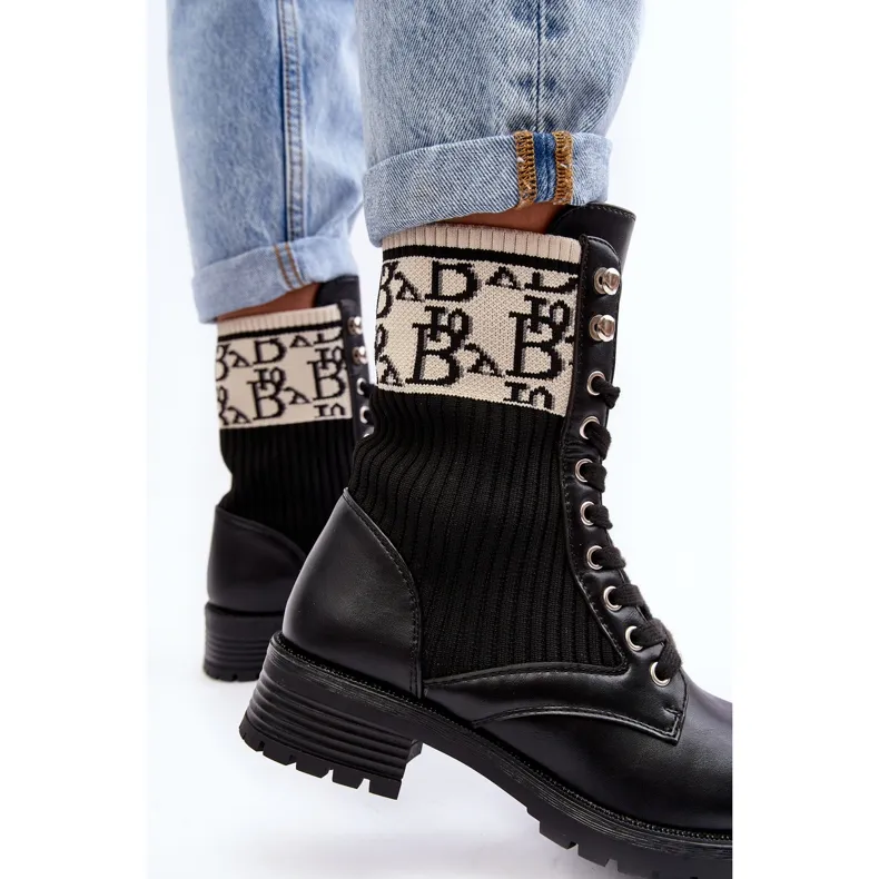 Bottes Worker Avec Chaussette Femme Noir Hakina le noir