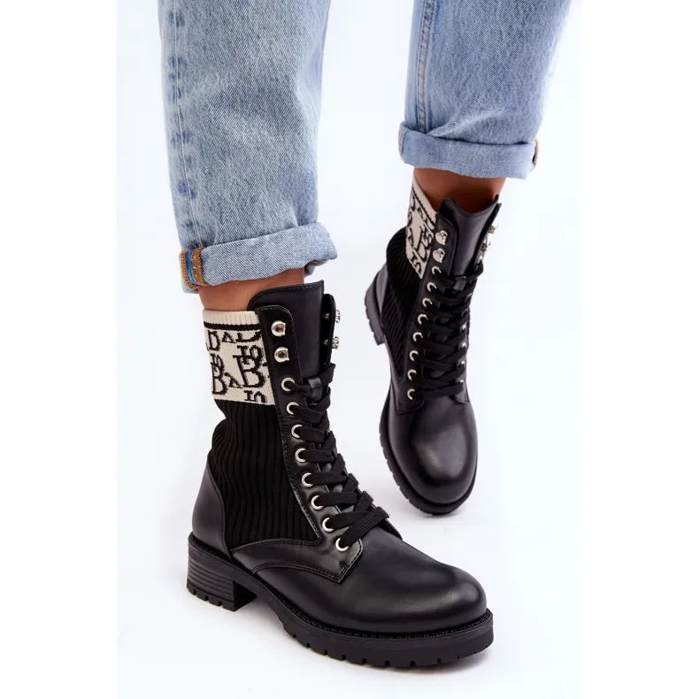 Bottes Worker Avec Chaussette Femme Noir Hakina le noir