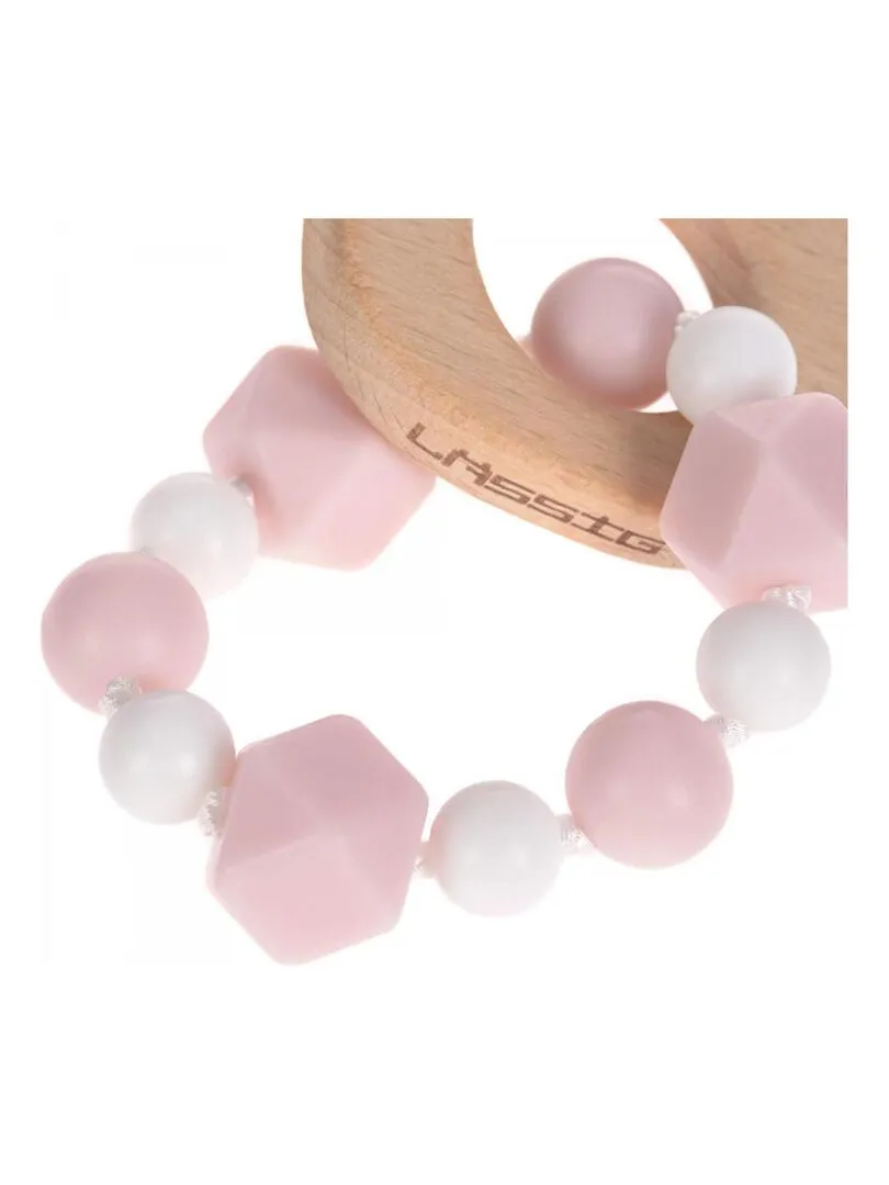 Bracelet de dentition en bois et silicone Souris - Rose