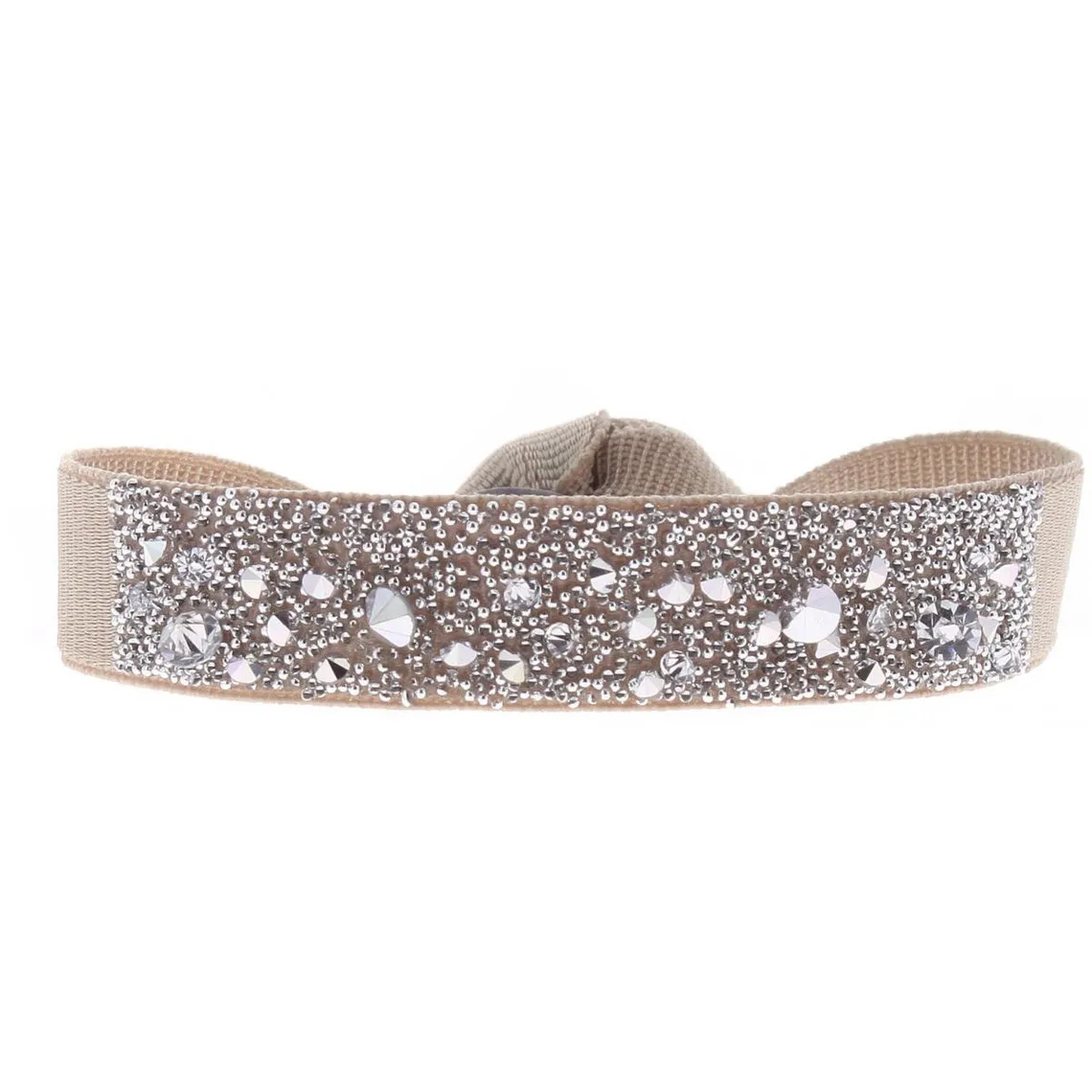 Bracelet Les Interchangeables A36454 - Bracelet Tissu Beige Cristaux Swarovski Les Interchangeables | 3 Suisses