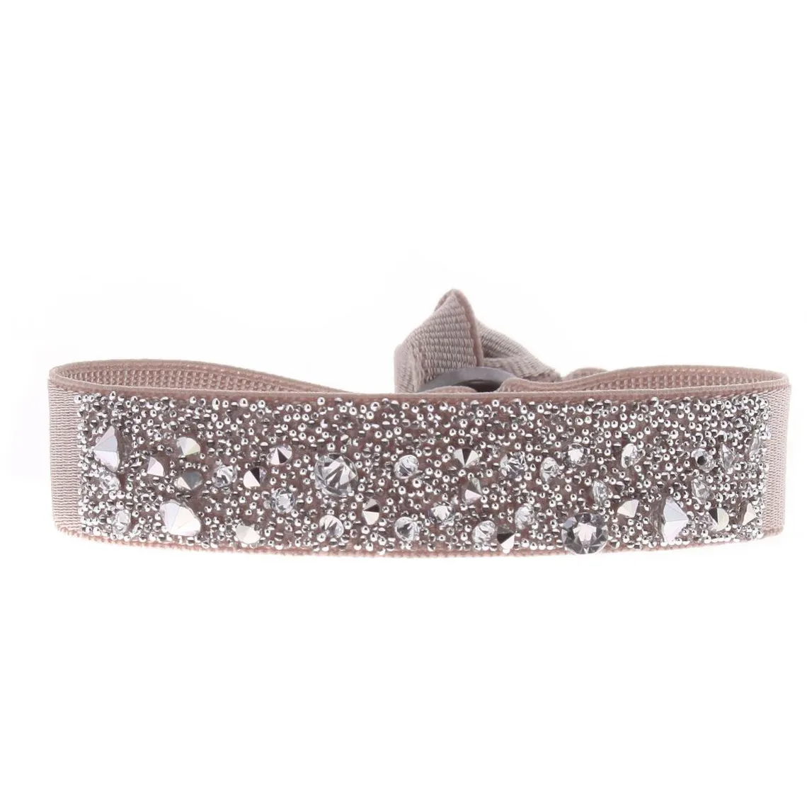 Bracelet Les Interchangeables A38395 - Bracelet Tissu Beige Cristaux Swarovski Les Interchangeables | 3 Suisses