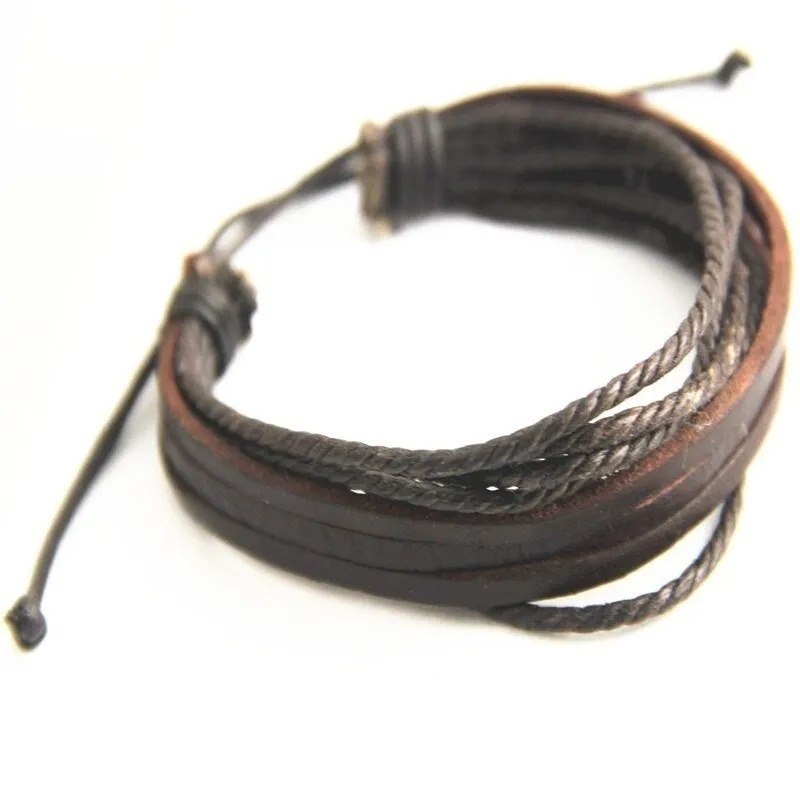 Bracelet multicouche en cuir pour homme