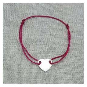 Bracelet petit coeur Argent ou Plaqué lien fin satiné, ajustable. 