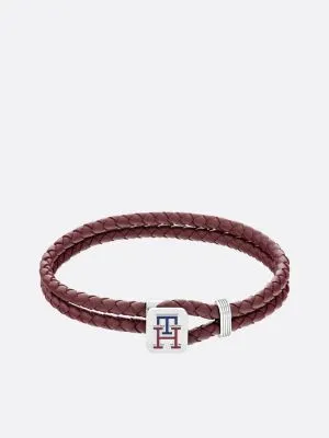 Bracelet TH Monogram en cuir bordeaux | RED | Tommy Hilfiger