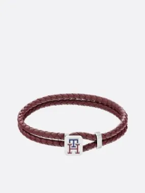 Bracelet TH Monogram en cuir bordeaux | RED | Tommy Hilfiger