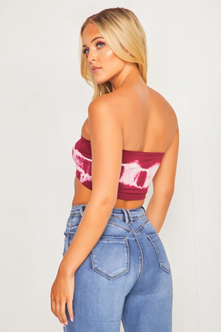 Brassière bustier bordeaux tie & dye