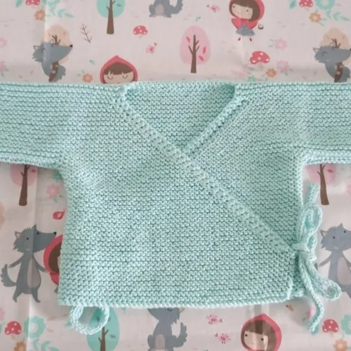 Brassière cache-coeur en coton certifié oeko-tex layette bébé fille ou garçon coloris vert jade taille naissance, 1 ou 3 mois