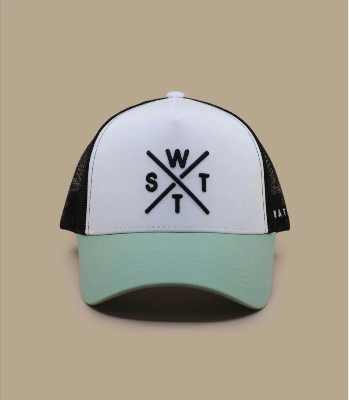 Casquette trucker blanche et verte - Casquette Trucker Tribe sage white Watts : Headict