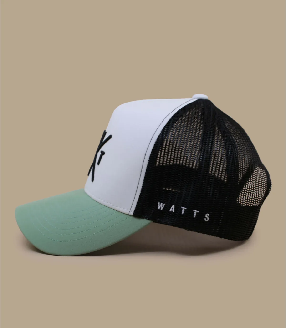 Casquette trucker blanche et verte - Casquette Trucker Tribe sage white Watts : Headict